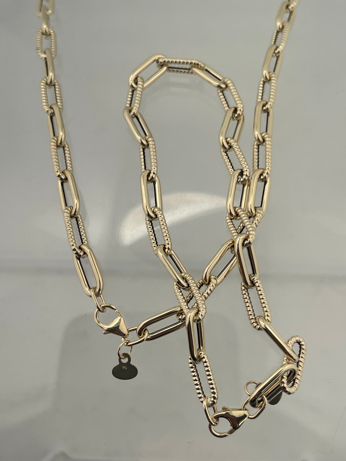Twist paper clip 18 inch hand made in Italy necklace bracelet set