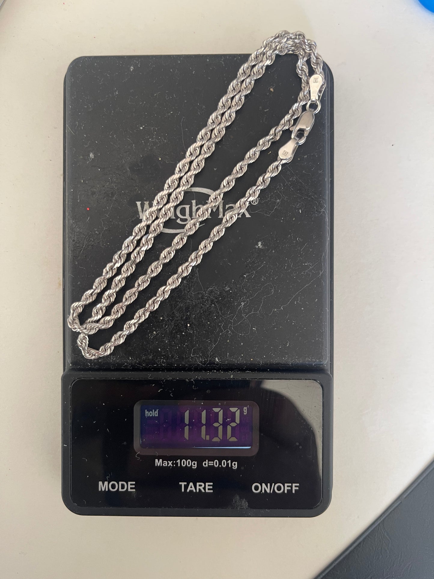14k white Gold 16” Rope chain