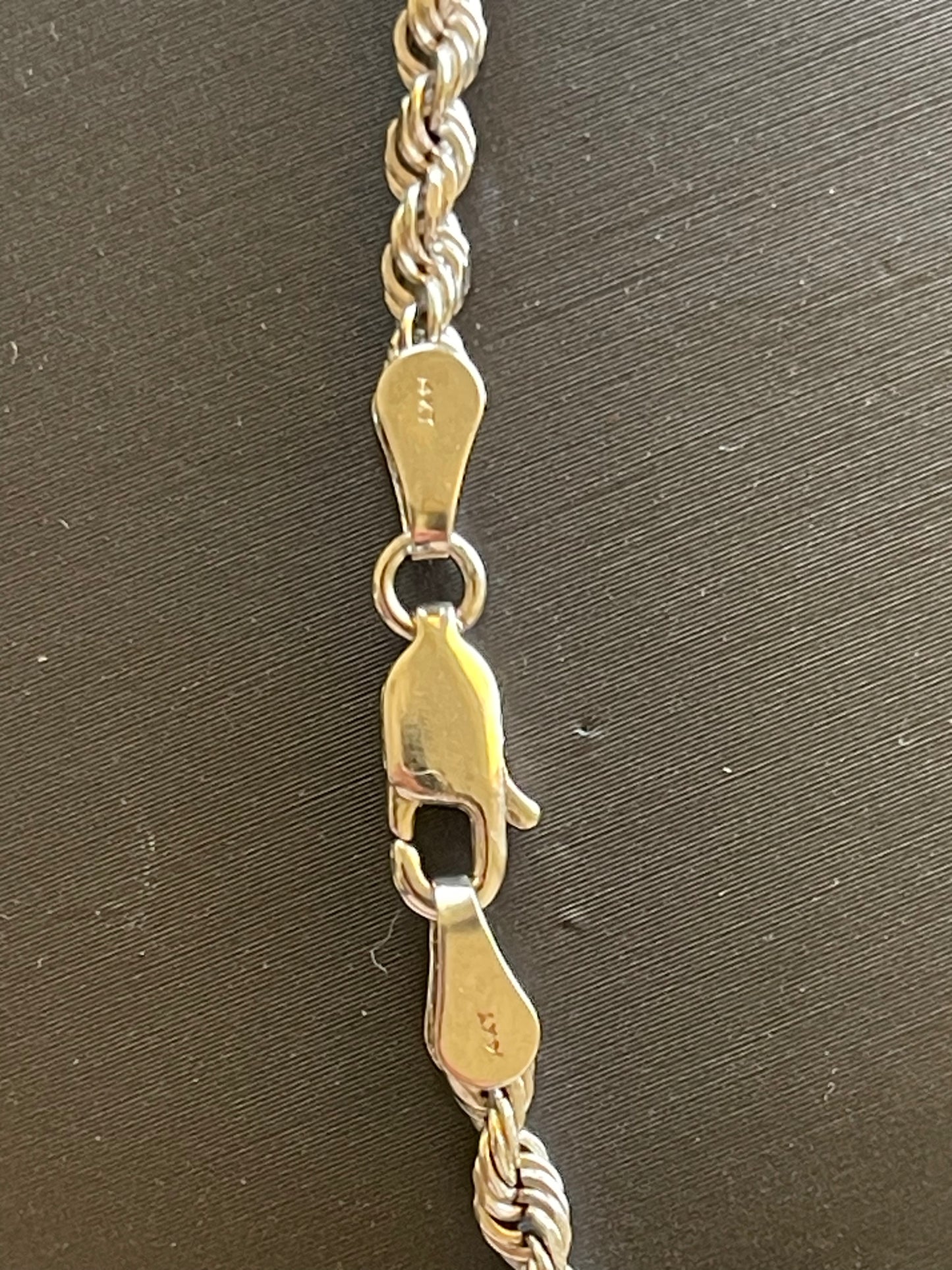 14k white Gold 16” Rope chain