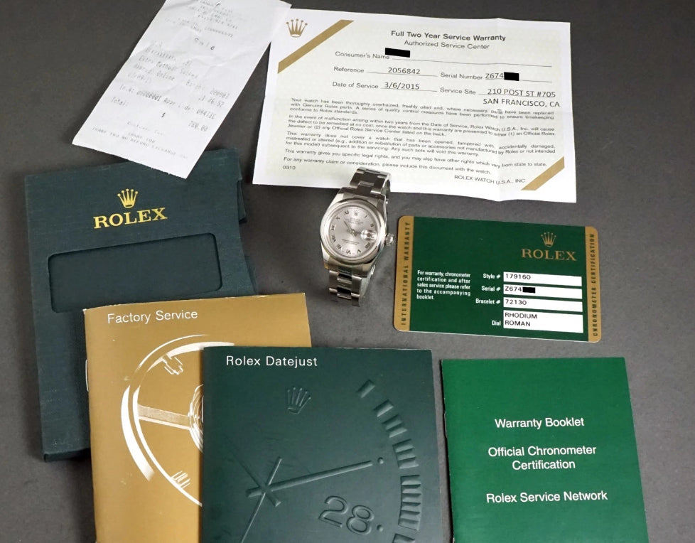 Stunning 2008 Rolex 179160 Lady Datejust Stainless Steel Watch Books Card Papers