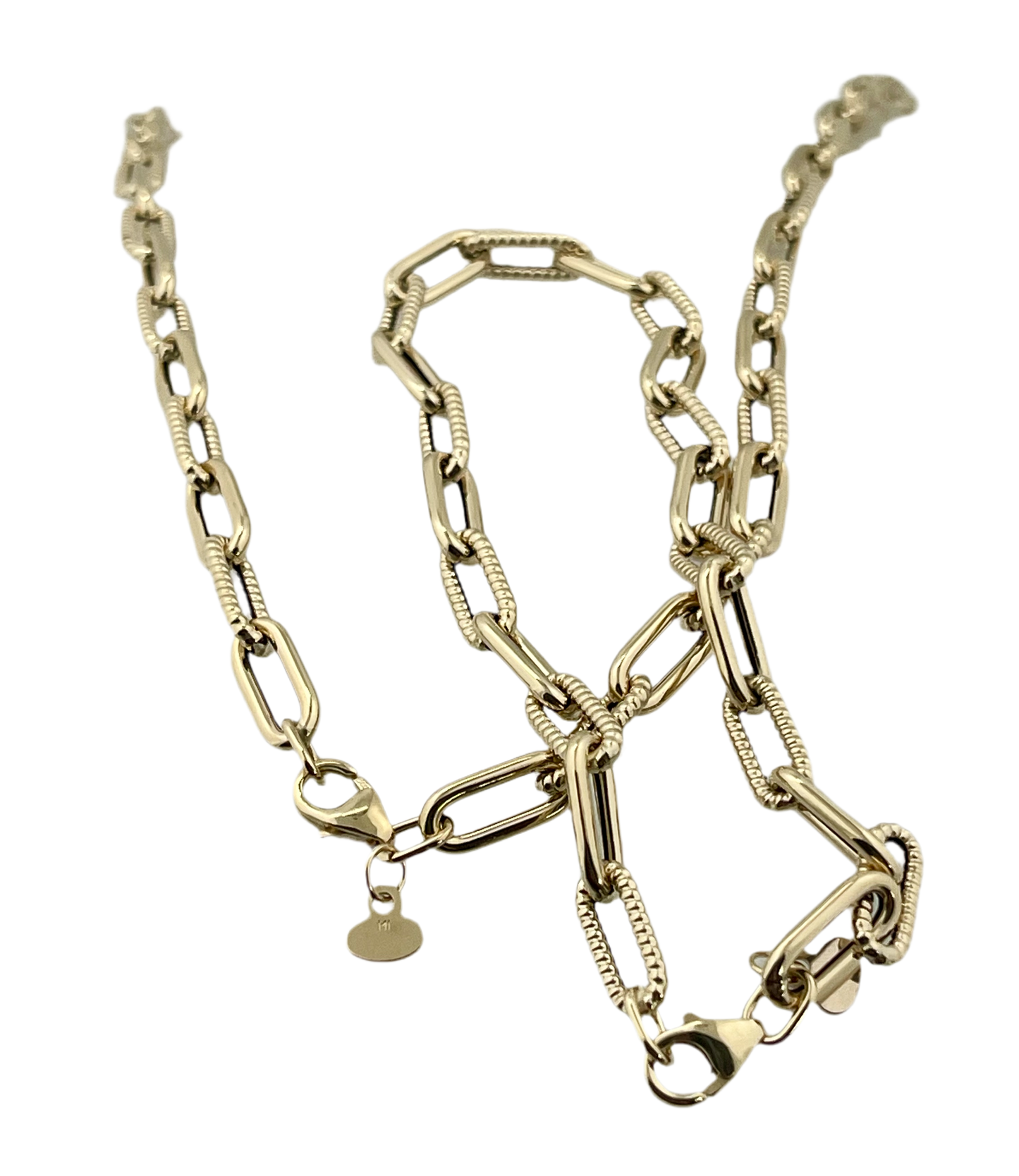 Twist paper clip  18 inch hand made in Italy necklace bracelet set